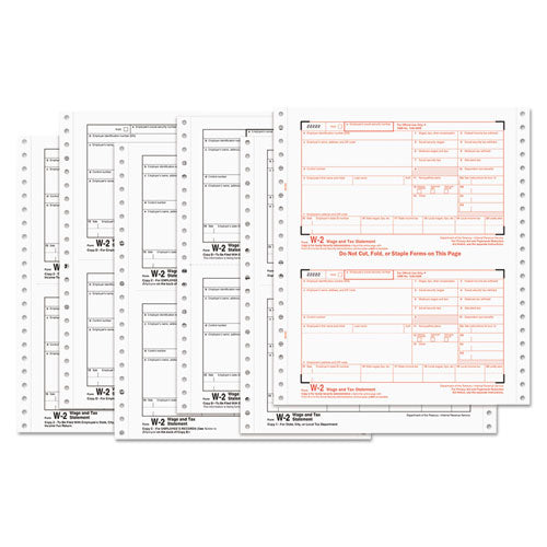 W-2 Tax Forms, Six-part Carbonless, 8.5 X 5.5, 2-page, (600) W-2s And (10) W-3s