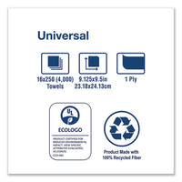 Universal Multifold Hand Towel, 9.13 X 9.5, White, 250-pack,16 Packs-carton