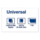 Universal Dinner Napkins, 1-ply, 15" X 17", 1-8 Fold, White, 3000-carton