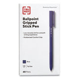 Gripped Stick Ballpoint Pen, Stick, Medium 1 Mm, Blue Ink, Blue Barrel, 60-pack