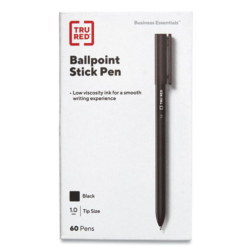 Ballpoint Pen, Stick, Medium 1 Mm, Black Ink, Black Barrel, 60-pack