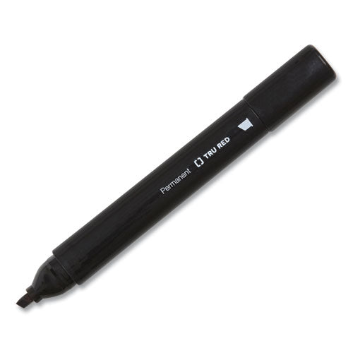 Permanent Marker, Tank-style, Medium Chisel Tip, Black, 36-pack