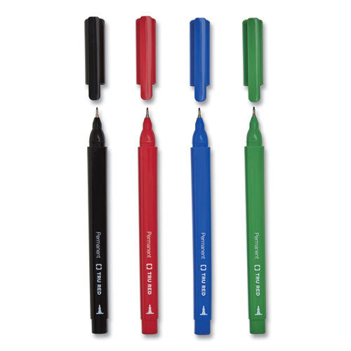 Permanent Marker, Pen-style, Extra-fine Needle Tip, Assorted Colors, 12-pack