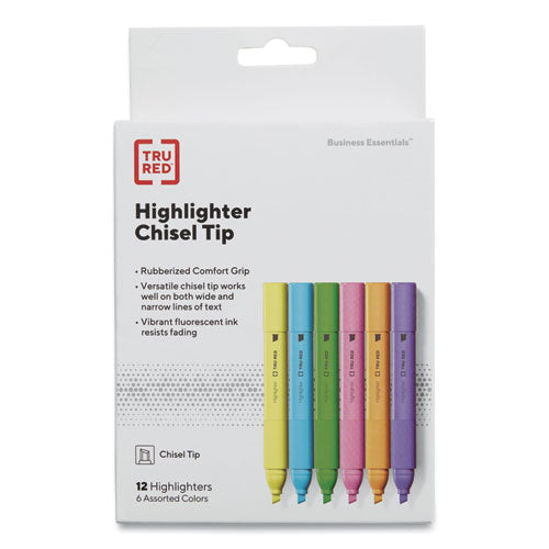 Tank Style Chisel Tip Highlighter, Assorted Colors, 12-pack
