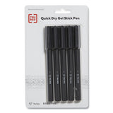 Quick Dry Gel Pen, Stick, Medium 0.7 Mm, Black Ink, Black Barrel, 5-pack