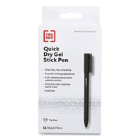 Quick Dry Gel Pen, Stick, Fine 0.5 Mm, Black Ink, Black Barrel, Dozen