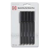 Quick Dry Gel Pen, Stick, Fine 0.5 Mm, Black Ink, Black Barrel, 5-pack