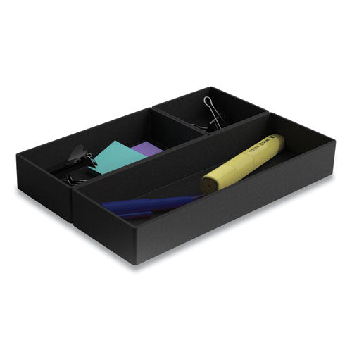 Three-piece Plastic Drawer Organizer, 3.23 X 3.23 X 1.47, 6.26 X 3.23 X 1.47, 9.5 X  3.23 X 1.47, Black, 3-set