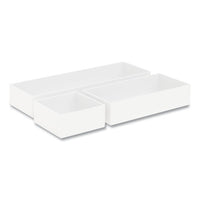 Three-piece Plastic Drawer Organizer, 3.23 X 3.23 X 1.47, 6.26 X 3.23 X 1.47, 9.5 X 3.23 X 1.47, White, 3-set