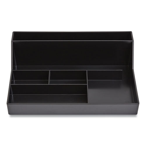 Plastic Desktop Organizer, 6-compartment, 6.81 X 9.84 X 2.75, Black