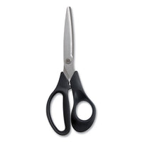 Stainless Steel Scissors, 7" Long, 2.64" Cut Length, Black Straight Handle