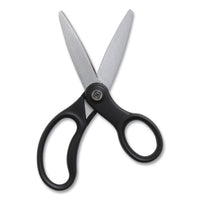 Ambidextrous Stainless Steel Scissors, 5" Long, 2.64" Cut Length, Black Straight Ergonomic Handle