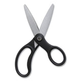 Ambidextrous Stainless Steel Scissors, 5" Long, 2.64" Cut Length, Black Straight Ergonomic Handle
