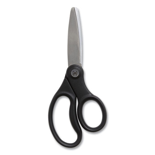 Ambidextrous Stainless Steel Scissors, 5" Long, 2.64" Cut Length, Black Straight Ergonomic Handle