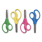 Kids' Blunt Tip Stainless Steel Safety Scissors, 5" Long, 2.05" Cut Length, Assorted Straight Handles, 24-pack