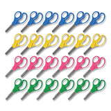 Kids' Blunt Tip Stainless Steel Safety Scissors, 5" Long, 2.05" Cut Length, Assorted Straight Handles, 24-pack