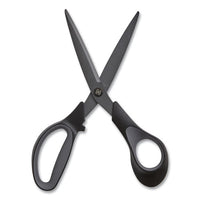 Non-stick Titanium-coated Scissors, 8" Long, 3.86" Cut Length, Charcoal Black Blades, Black-gray Straight Handle