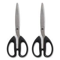 Stainless Steel Scissors, 7" Long, 2.64" Cut Length, Assorted Straight Handles, 2-pack