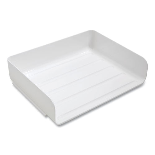 Side-load Stackable Plastic Document Tray, 1 Section, Letter-size, 12.63 X 9.72 X 3.01, White, 6-pack