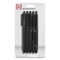 Quick Dry Gel Pen, Retractable, Extra-fine 0.38 Mm, Black Ink, Black Barrel, 5-pack