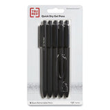 Quick Dry Gel Pen, Retractable, Extra-fine 0.38 Mm, Black Ink, Black Barrel, 5-pack