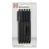 Quick Dry Gel Pen, Retractable, Bold 1 Mm, Black Ink, Black Barrel, 5-pack