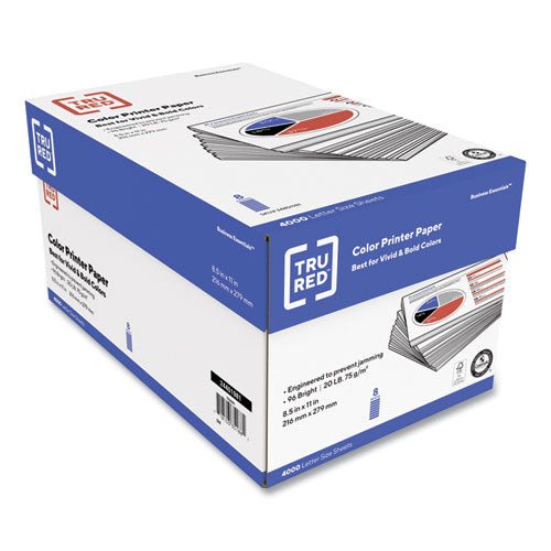 Color Printer Paper, 96 Bright, 20 Lb, 8.5 X 11, 500 Sheets-ream, 8 Reams-carton
