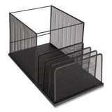 Wire Mesh Combination Organizer, Incline Sorter-hanging File, 4 Sections, Letter-size, 11.81 X 20.28 X 11.81, Matte Black