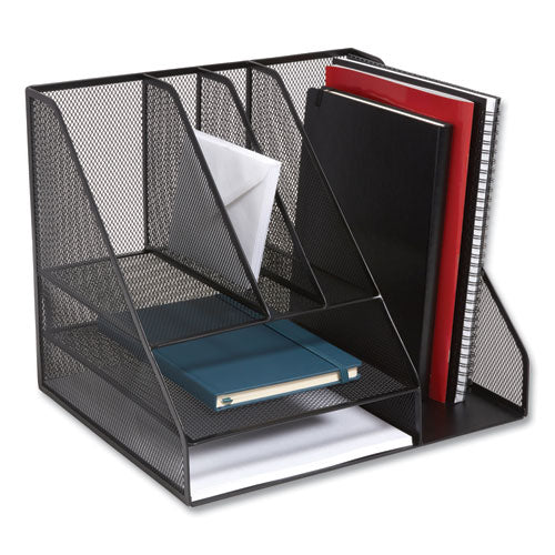 Wire Mesh Combination Organizer, Vertical-horizontal, 8 Sections, Letter-size, 12 X 12 X 13.97, Matte Black