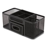 Seven Compartment Wire Mesh Accessory Holder, 4.45 X 9.33 X 3.86, Black