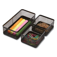 Three Compartment Stackable Wire Mesh Desk Organizer, 8.46 X 4.92 X 4.33, Black