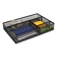 Mesh Drawer Organizer, 4 Compartment, 13.58 X 9.45 X 2.2, Black