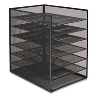 Front-load Enclosed Wire Mesh Horizontal Document Organizer, 6 Sections, Letter-size, 9.25 X 13.38 X 13.38, Matte Black