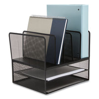 Wire Mesh Combination Organizer, Vertical-horizontal, 7 Sections, Letter-size, 11.22 X 13.23 X 11.34, Matte Black