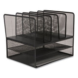 Wire Mesh Combination Organizer, Vertical-horizontal, 7 Sections, Letter-size, 11.22 X 13.23 X 11.34, Matte Black