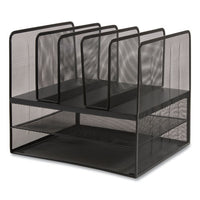 Wire Mesh Combination Organizer, Vertical-horizontal, 7 Sections, Letter-size, 11.22 X 13.23 X 11.34, Matte Black