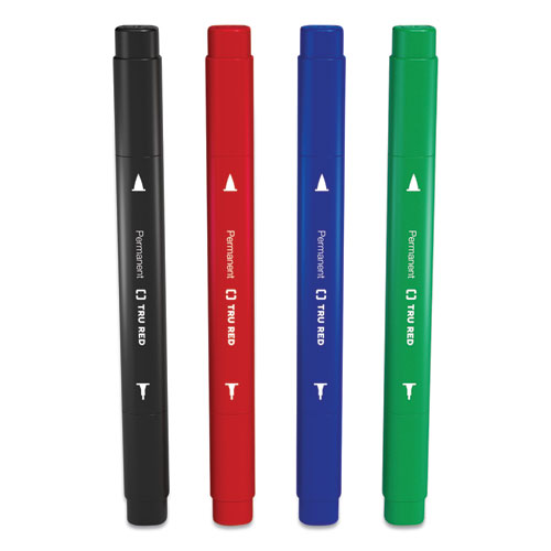 Permanent Marker, Pen-style Twin-tip, Extra-fine-fine Bullet-needle Tips, Assorted Colors, 4-pack