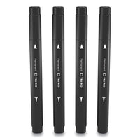 Permanent Marker, Pen-style Twin-tip, Extra-fine-fine Bullet-needle Tips, Black, 4-pack