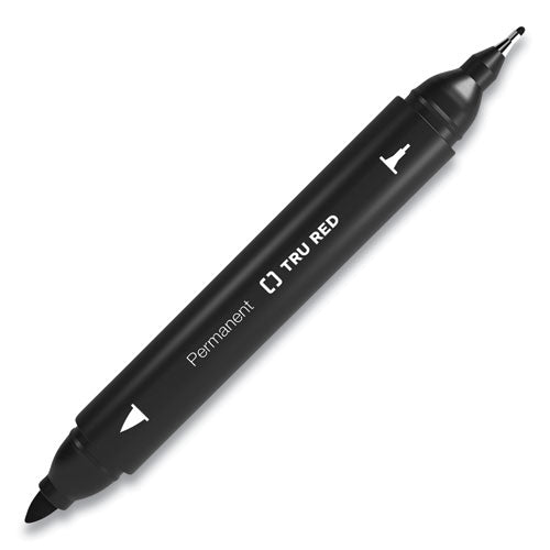 Permanent Marker, Pen-style Twin-tip, Extra-fine-fine Bullet-needle Tips, Black, 4-pack