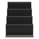 Four Compartment Business Card Holder, Holds 100 Cards, 3.9 X 6.3 X 4, Plastic, Black
