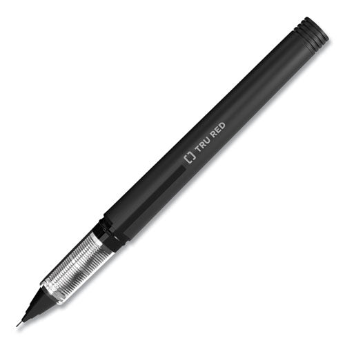 Roller Ball Pen, Stick, Fine 0.5 Mm Needle Tip, Black Ink, Black Barrel, Dozen