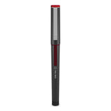 Roller Ball Pen, Stick, Fine 0.5 Mm, Red Ink, Black Barrel, Dozen