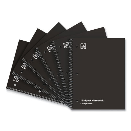 One-subject Notebook, Medium-college Rule, Black Cover, 10.5 X 8, 70 Sheets, 6-pack