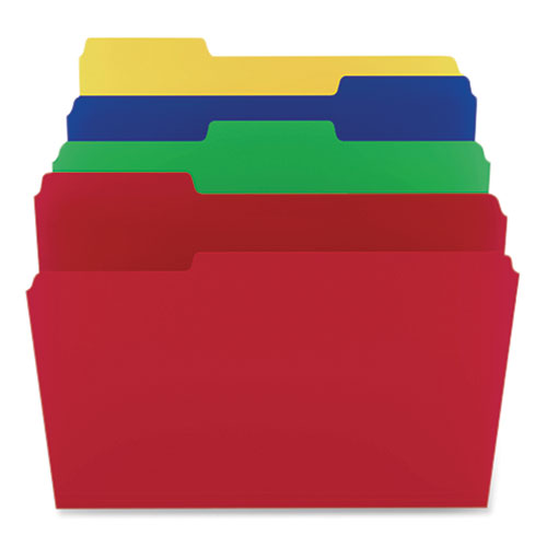Heavyweight Plastic File Folders, 1-3-cut Tabs, Letter Size, Assorted Colors, 24-pack