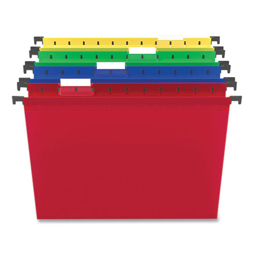 Plastic Hanging File Folders, Letter Size, 1-5-cut Tab, Assorted Colors, 20-box