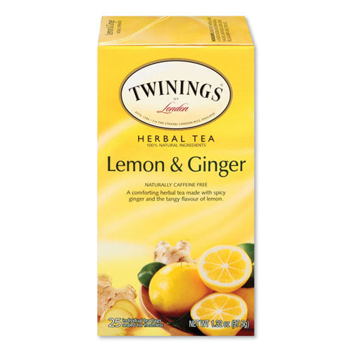 Tea Bags, Lemon And Ginger, 1.32 Oz Tea Bag, 25 Tea Bags-box