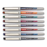 Vision Needle Stick Roller Ball Pen, Fine 0.7mm, Assorted Ink, Silver Barrel, 8-set