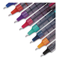 Vision Needle Stick Roller Ball Pen, Fine 0.7mm, Assorted Ink, Silver Barrel, 8-set