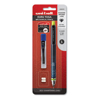 Kurutoga Mechanical Pencil, 0.7 Mm, Hb (#2), Black Lead, Black-green Barrel