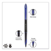 Air Porous Gel Pen, Stick, Medium 0.7 Mm, Blue Ink, Black-blue Barrel, 3-pack